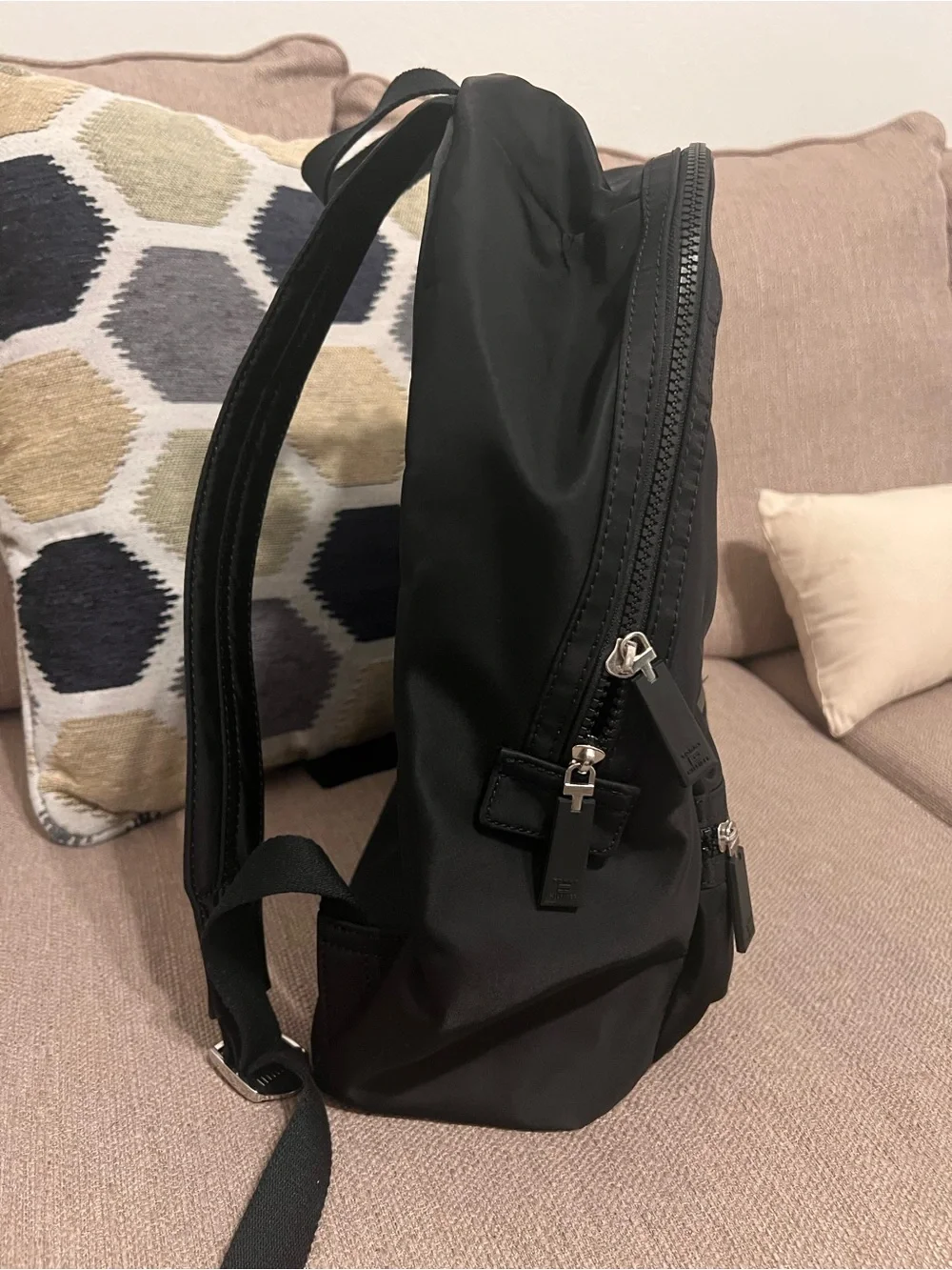 Tommy Hilfiger All Black Nylon Backpack NWOT Lightweight Everyday Bag